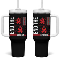 End The Stigma HIV Awareness Tumbler With Handle Red Ribbon Gift - Wonder Print Shop
