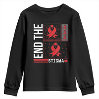 End The Stigma HIV Awareness Youth Sweatshirt Red Ribbon Gift - Wonder Print Shop