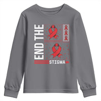 End The Stigma HIV Awareness Youth Sweatshirt Red Ribbon Gift - Wonder Print Shop