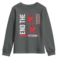 End The Stigma HIV Awareness Youth Sweatshirt Red Ribbon Gift - Wonder Print Shop