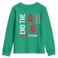End The Stigma HIV Awareness Youth Sweatshirt Red Ribbon Gift - Wonder Print Shop