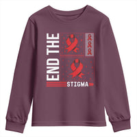 End The Stigma HIV Awareness Youth Sweatshirt Red Ribbon Gift - Wonder Print Shop