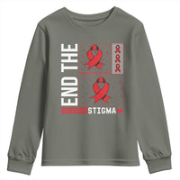 End The Stigma HIV Awareness Youth Sweatshirt Red Ribbon Gift - Wonder Print Shop