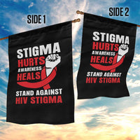 Stigma Hurts Awareness Heals Garden Flag HIV Awareness Red Ribbon Support Gift - Wonder Print Shop