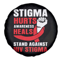 Stigma Hurts Awareness Heals Spare Tire Cover HIV Awareness Red Ribbon Support Gift - Wonder Print Shop