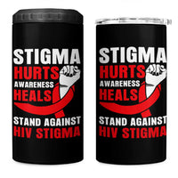 Stigma Hurts Awareness Heals 4 in 1 Can Cooler Tumbler HIV Awareness Red Ribbon Support Gift - Wonder Print Shop