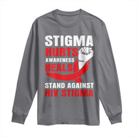 Stigma Hurts Awareness Heals Long Sleeve Shirt HIV Awareness Red Ribbon Support Gift - Wonder Print Shop