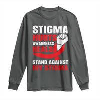 Stigma Hurts Awareness Heals Long Sleeve Shirt HIV Awareness Red Ribbon Support Gift - Wonder Print Shop