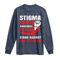 Stigma Hurts Awareness Heals Long Sleeve Shirt HIV Awareness Red Ribbon Support Gift - Wonder Print Shop