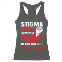 Stigma Hurts Awareness Heals Racerback Tank Top HIV Awareness Red Ribbon Support Gift - Wonder Print Shop