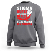 Stigma Hurts Awareness Heals Sweatshirt HIV Awareness Red Ribbon Support Gift - Wonder Print Shop
