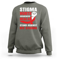 Stigma Hurts Awareness Heals Sweatshirt HIV Awareness Red Ribbon Support Gift - Wonder Print Shop