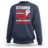 Stigma Hurts Awareness Heals Sweatshirt HIV Awareness Red Ribbon Support Gift - Wonder Print Shop