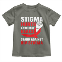 Stigma Hurts Awareness Heals Toddler T Shirt HIV Awareness Red Ribbon Support Gift - Wonder Print Shop