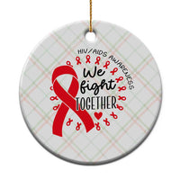 HIV Awareness Red Ribbon Support Gift Ceramic Ornament We Fight Together - Wonder Print Shop