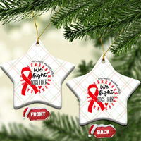 HIV Awareness Red Ribbon Support Gift Ceramic Ornament We Fight Together - Wonder Print Shop
