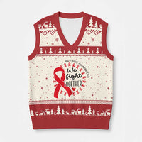 HIV Awareness Red Ribbon Support Gift V-Neck Knit Sweater Vest We Fight Together - Wonder Print Shop