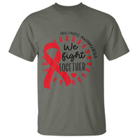 HIV Awareness Red Ribbon Support Gift T Shirt We Fight Together - Wonder Print Shop