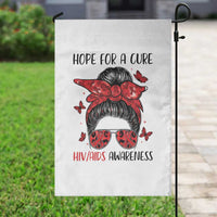 Hope For A Cure HIV Awareness Garden Flag Strong Woman Red Ribbon Gift - Wonder Print Shop