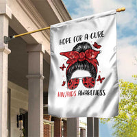 Hope For A Cure HIV Awareness Garden Flag Strong Woman Red Ribbon Gift - Wonder Print Shop