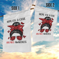 Hope For A Cure HIV Awareness Garden Flag Strong Woman Red Ribbon Gift - Wonder Print Shop