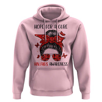Hope For A Cure HIV Awareness Hoodie Strong Woman Red Ribbon Gift - Wonder Print Shop