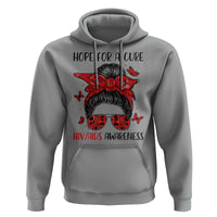 Hope For A Cure HIV Awareness Hoodie Strong Woman Red Ribbon Gift - Wonder Print Shop