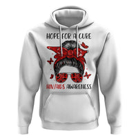 Hope For A Cure HIV Awareness Hoodie Strong Woman Red Ribbon Gift - Wonder Print Shop