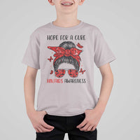 Hope For A Cure HIV Awareness T Shirt For Kid Strong Woman Red Ribbon Gift - Wonder Print Shop