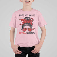 Hope For A Cure HIV Awareness T Shirt For Kid Strong Woman Red Ribbon Gift - Wonder Print Shop