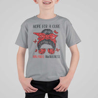 Hope For A Cure HIV Awareness T Shirt For Kid Strong Woman Red Ribbon Gift - Wonder Print Shop