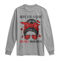 Hope For A Cure HIV Awareness Long Sleeve Shirt Strong Woman Red Ribbon Gift - Wonder Print Shop
