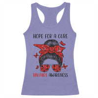 Hope For A Cure HIV Awareness Racerback Tank Top Strong Woman Red Ribbon Gift - Wonder Print Shop