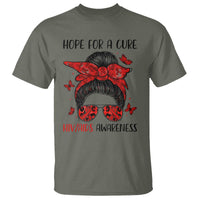 Hope For A Cure HIV Awareness T Shirt Strong Woman Red Ribbon Gift - Wonder Print Shop