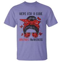 Hope For A Cure HIV Awareness T Shirt Strong Woman Red Ribbon Gift - Wonder Print Shop
