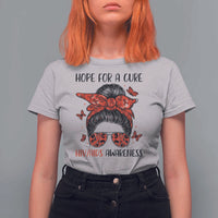 Hope For A Cure HIV Awareness T Shirt For Women Strong Woman Red Ribbon Gift - Wonder Print Shop