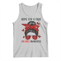 Hope For A Cure HIV Awareness Tank Top Strong Woman Red Ribbon Gift - Wonder Print Shop
