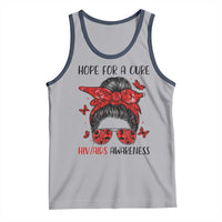 Hope For A Cure HIV Awareness Tank Top Strong Woman Red Ribbon Gift - Wonder Print Shop