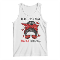 Hope For A Cure HIV Awareness Tank Top Strong Woman Red Ribbon Gift - Wonder Print Shop