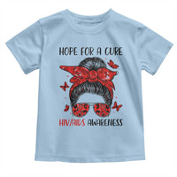 Hope For A Cure HIV Awareness Toddler T Shirt Strong Woman Red Ribbon Gift - Wonder Print Shop