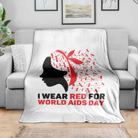 I Wear Red For World AIDS Day Throw Blanket HIV Awareness Dragonfly Support Gift - Wonder Print Shop