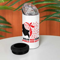I Wear Red For World AIDS Day 4 in 1 Can Cooler Tumbler HIV Awareness Dragonfly Support Gift - Wonder Print Shop