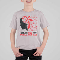 I Wear Red For World AIDS Day T Shirt For Kid HIV Awareness Dragonfly Support Gift - Wonder Print Shop