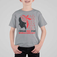 I Wear Red For World AIDS Day T Shirt For Kid HIV Awareness Dragonfly Support Gift - Wonder Print Shop