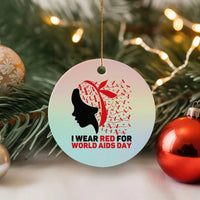 I Wear Red For World AIDS Day Ceramic Ornament HIV Awareness Dragonfly Support Gift - Wonder Print Shop