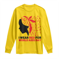 I Wear Red For World AIDS Day Long Sleeve Shirt HIV Awareness Dragonfly Support Gift - Wonder Print Shop