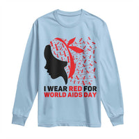 I Wear Red For World AIDS Day Long Sleeve Shirt HIV Awareness Dragonfly Support Gift - Wonder Print Shop