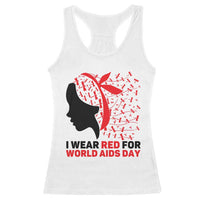 I Wear Red For World AIDS Day Racerback Tank Top HIV Awareness Dragonfly Support Gift - Wonder Print Shop