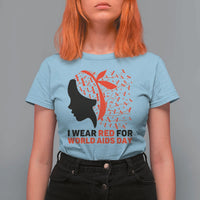 I Wear Red For World AIDS Day T Shirt For Women HIV Awareness Dragonfly Support Gift - Wonder Print Shop