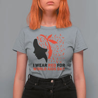 I Wear Red For World AIDS Day T Shirt For Women HIV Awareness Dragonfly Support Gift - Wonder Print Shop